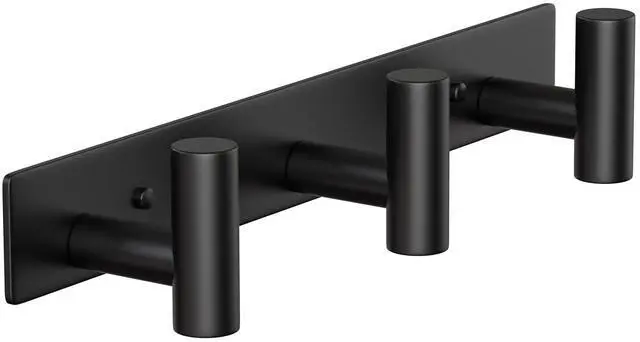 Main image of Wall Mounted Coat Rack-3 Hooks, Heavy Duty Stainless Steel Wall Hooks for Towel Coat Bag, Hat Rack Coat Hanger Coat Hooks Towel Racks for Bathroom Entryway Kitchen Hotel Office (Black, 1 Pack)