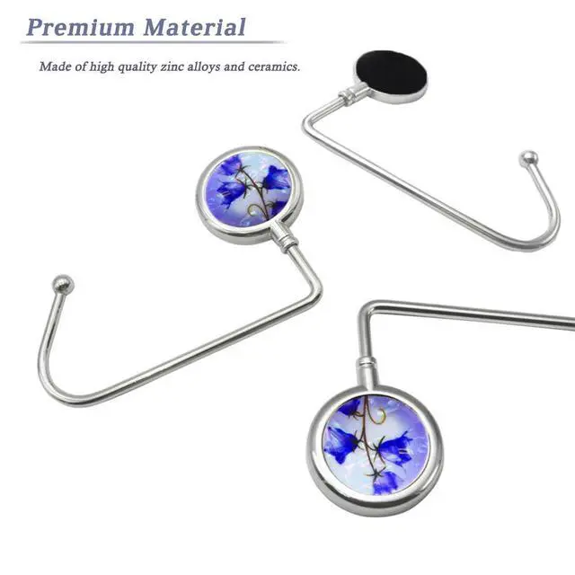 Alt view image 3 of 7 - 6Pcs Portable Purse Hook Handbag Hanger for Table, Fashionable Long Handbag Bag Holder Under Counter, Christmas Stocking Holders Mantel Hooks for Women Girls Bags Storage(6 Vintage Patterns)