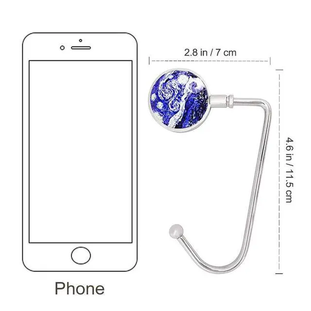 Alt view image 4 of 7 - 6Pcs Portable Purse Hook Handbag Hanger for Table, Fashionable Long Handbag Bag Holder Under Counter, Christmas Stocking Holders Mantel Hooks for Women Girls Bags Storage(6 Vintage Patterns)