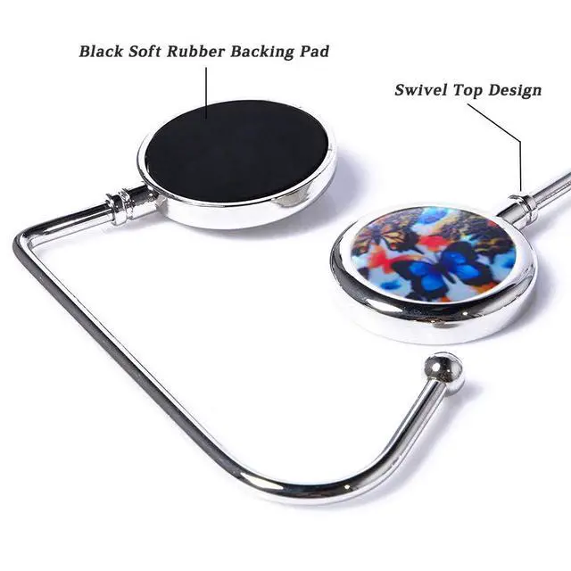 Alt view image 6 of 7 - 6Pcs Portable Purse Hook Handbag Hanger for Table, Fashionable Long Handbag Bag Holder Under Counter, Christmas Stocking Holders Mantel Hooks for Women Girls Bags Storage(6 Vintage Patterns)