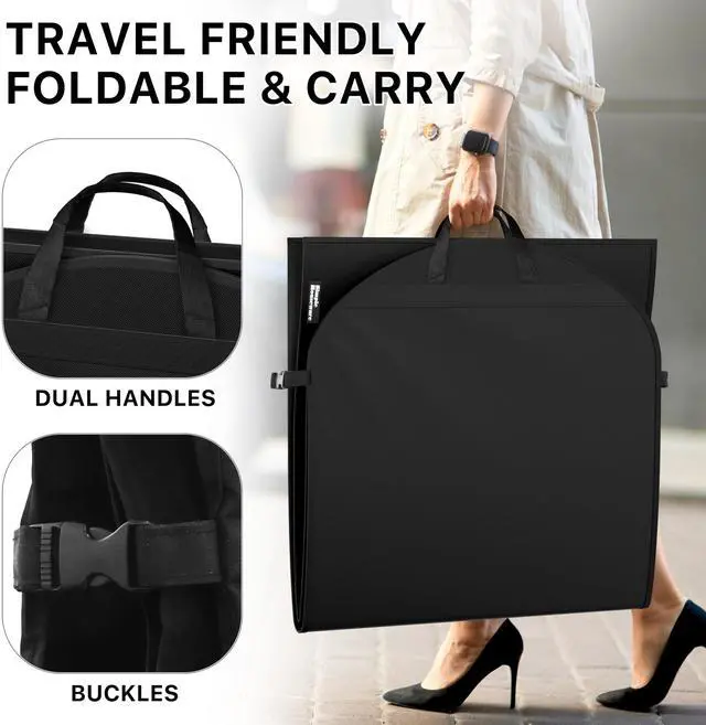Alt view image 5 of 6 - 43'' Travel Garment Bag with Pockets for Suits, Dresses, Coats, Heavy Duty 300D Polyester