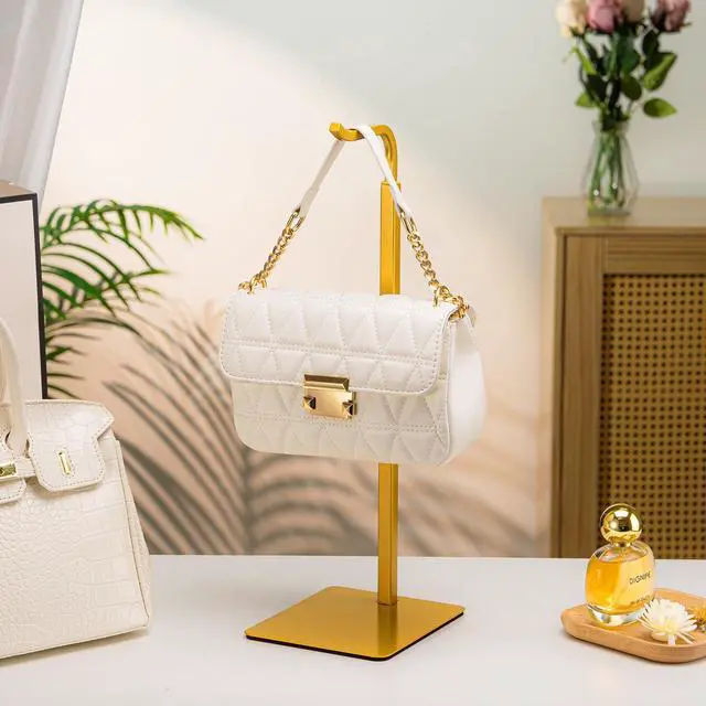 Alt view image 7 of 7 - 3 Pack Purse Holder Handbag Display Stand: Gold Hanger Rack for Bags, Purses, and Wreath, Adjustable Hook Stand for Tabletop, Closet, and Retail Use for Vendors