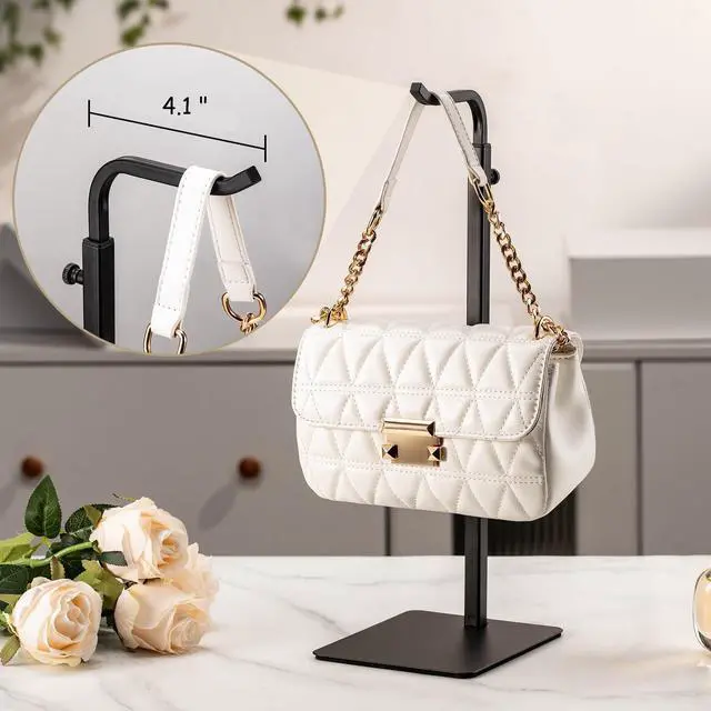 Alt view image 5 of 7 - 3 Pack Purse Holder Handbag Display Stand: Black Hanger Rack for Bags, Purses, and Wreath, Adjustable Hook Stand for Tabletop, Closet, and Retail Use for Vendors