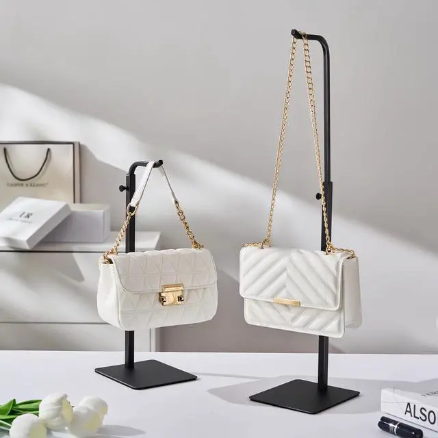 Alt view image 2 of 7 - 3 Pack Purse Holder Handbag Display Stand: Black Hanger Rack for Bags, Purses, and Wreath, Adjustable Hook Stand for Tabletop, Closet, and Retail Use for Vendors
