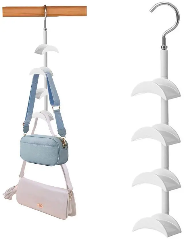 Main image of Purse Organizer Purse Organizer for Closet Purse Hanger-360 °Rotation,Curved Design, No Fear of Deformation of The Bag StrapPremium and Smooth Purse Hook (White 1 Piece)