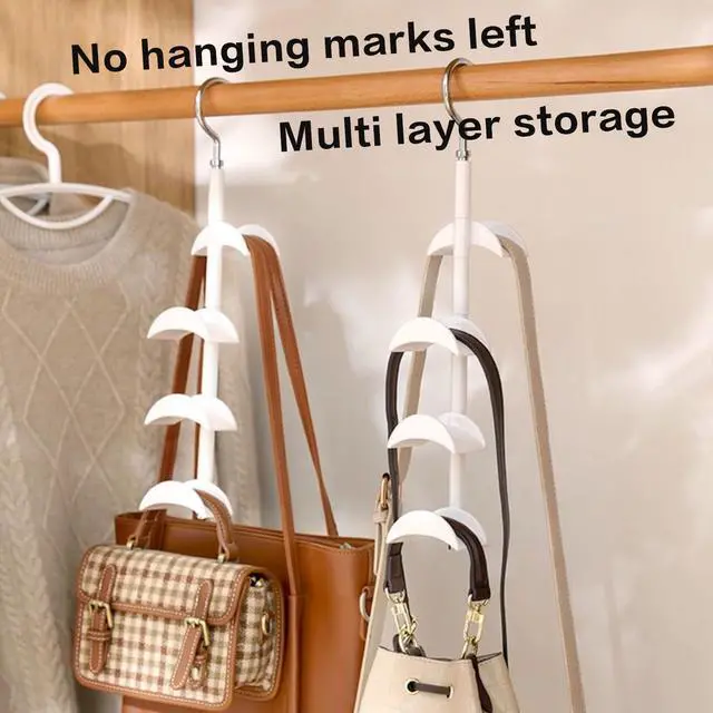 Alt view image 4 of 6 - Purse Organizer Purse Organizer for Closet Purse Hanger-360 °Rotation,Curved Design, No Fear of Deformation of The Bag StrapPremium and Smooth Purse Hook (White 1 Piece)