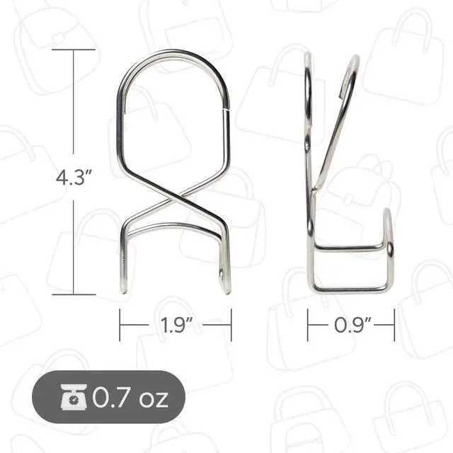 Alt view image 2 of 7 - Metal Purse Hanger Closet Set of 4 - Anti-Fall Heavy Duty Bag Organizer Hooks for Handbags, Backpacks & Totes, Durable Space Saving Bag Holder and Closet Hook