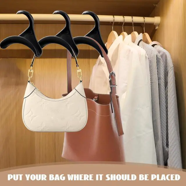 Alt view image 4 of 6 - 50 Pcs Bag Hanger,Purse Holder for Closet Black Backpack Hanger Hook for Closet Organizer Storage Purses Tote Bag Backpacks Handbags Satchels (Black)