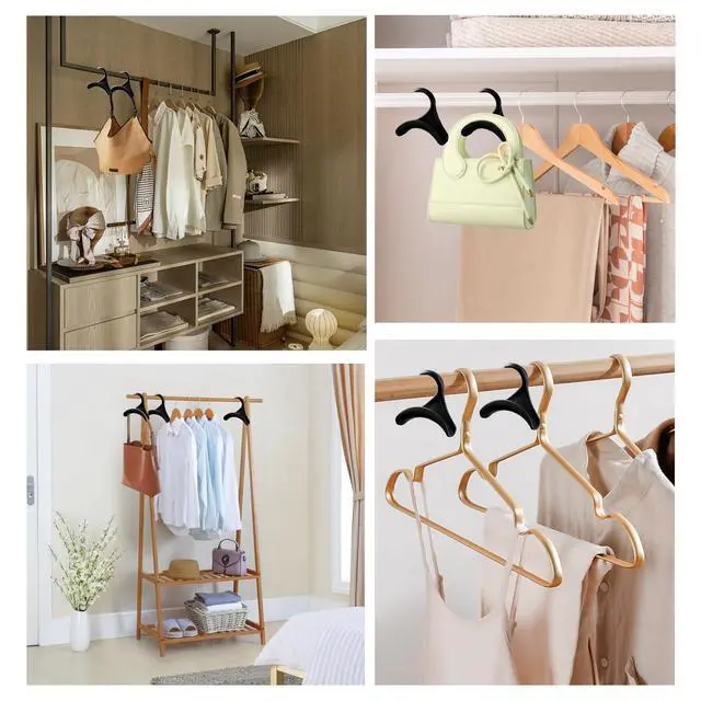 Alt view image 5 of 6 - 50 Pcs Bag Hanger,Purse Holder for Closet Black Backpack Hanger Hook for Closet Organizer Storage Purses Tote Bag Backpacks Handbags Satchels (Black)