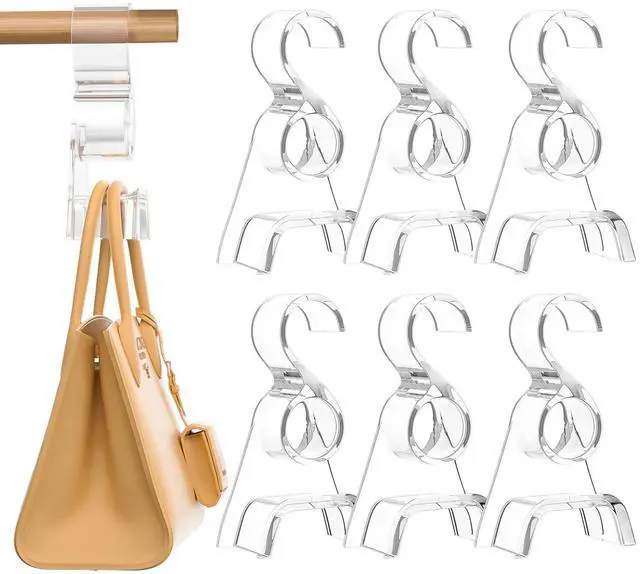 Main image of Purse Hanger for Closet 6 Pcs,Acrylic Purse Organizer Hooks,Handbags Hanging Holder for Bag Scarf Belt,Clear