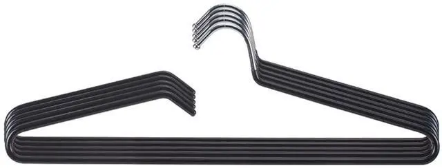 Main image of Non-Slip Metal Clothes Hangers - 5 Pack, Space-Saving Short Neck Hangers for T-Shirts, Dresses, Tank Tops, Jackets (Black)