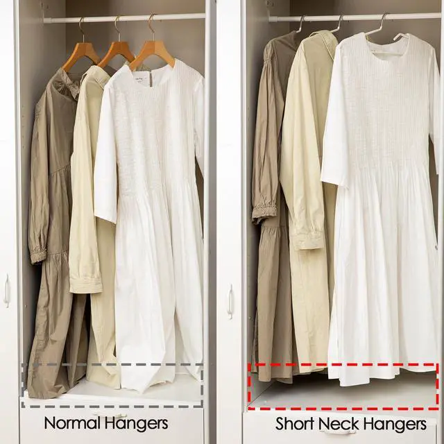 Alt view image 3 of 7 - Non-Slip Metal Clothes Hangers - 5 Pack, Space-Saving Short Neck Hangers for T-Shirts, Dresses, Tank Tops, Jackets (Black)