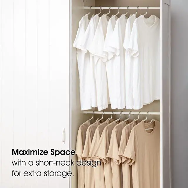Alt view image 4 of 7 - Non-Slip Metal Clothes Hangers - 5 Pack, Space-Saving Short Neck Hangers for T-Shirts, Dresses, Tank Tops, Jackets (Black)