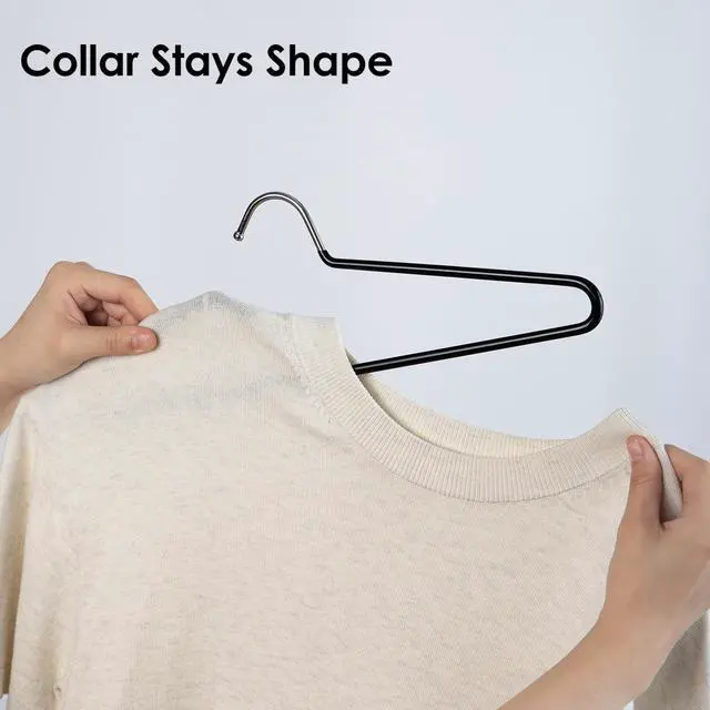 Alt view image 6 of 7 - Non-Slip Metal Clothes Hangers - 5 Pack, Space-Saving Short Neck Hangers for T-Shirts, Dresses, Tank Tops, Jackets (Black)