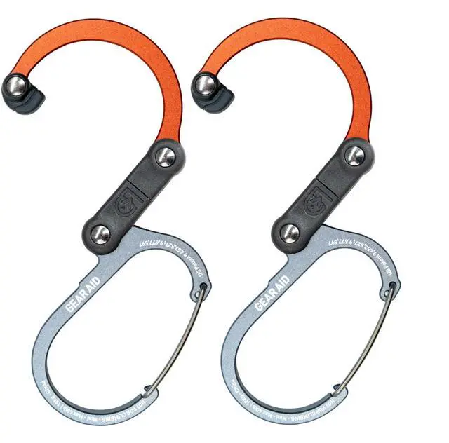 Main image of HEROCLIP Carabiner Clip and Hook (Mini) for Travel, Luggage, Purse and Small Bags, Orange, 2 Pack