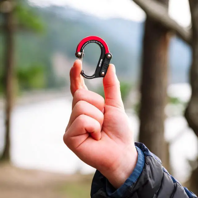 Alt view image 3 of 7 - HEROCLIP Carabiner Clip and Hook (Mini) for Travel, Luggage, Purse and Small Bags, Orange, 2 Pack