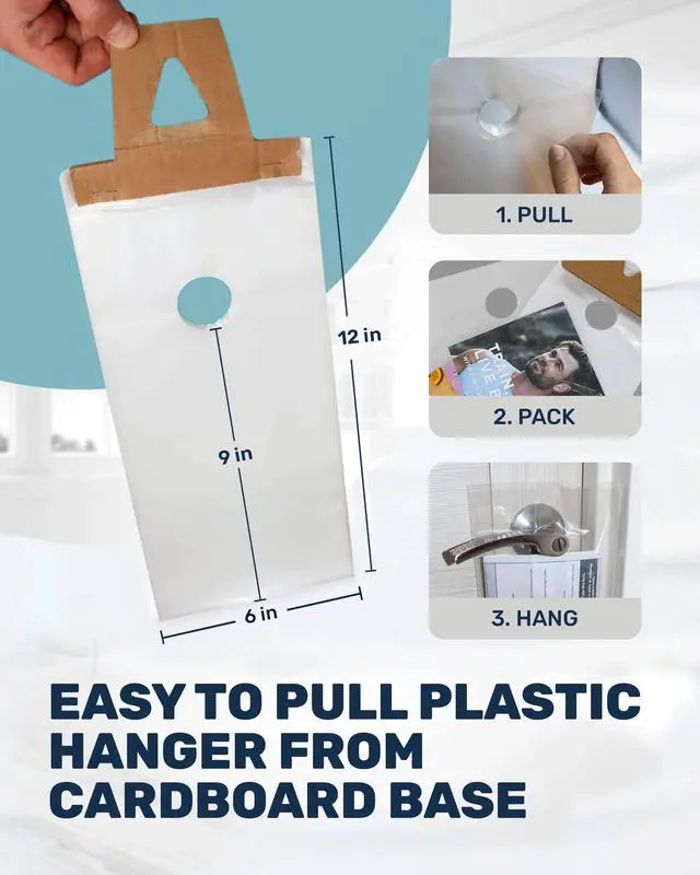 Alt view image 2 of 7 - Plastic Door Hanger Bags 1000 Pack - 6 x 12 In, Clear Door Hanger Bags