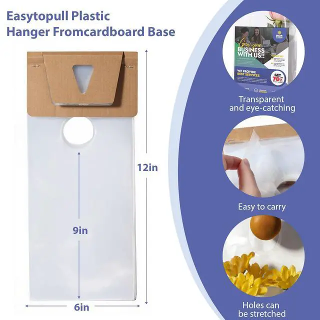 Alt view image 2 of 7 - 1000-Pack 6X12 Door Hanger Bags, Clear Door Hanger Bags For Flyers, Greeting Cards, Small Gifts, Announcements, Brochures To Keepping Dry And Prevent Them From Being Blown Away
