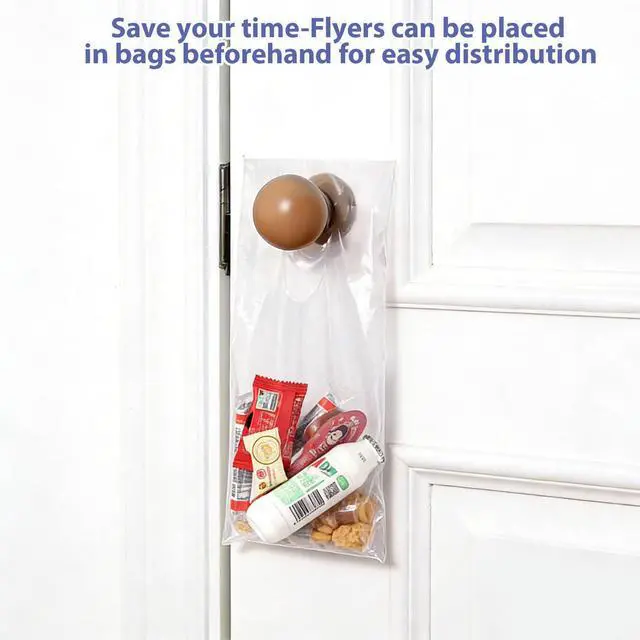 Alt view image 6 of 7 - 1000-Pack 6X12 Door Hanger Bags, Clear Door Hanger Bags For Flyers, Greeting Cards, Small Gifts, Announcements, Brochures To Keepping Dry And Prevent Them From Being Blown Away