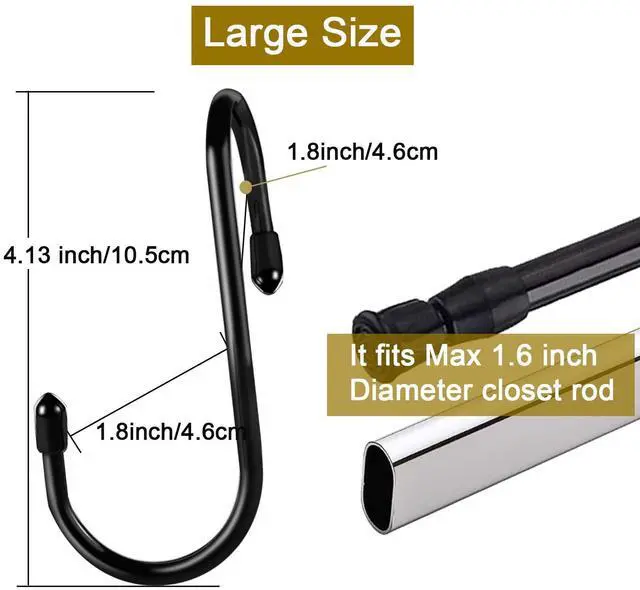 Alt view image 2 of 6 - 8 Pack Purse Hanger for Closet, Vinyl Coated Unique Twist Design Black Bag Hanger Hooks, 5 Inch Large Closet Rod Home Storage Hooks Purse Organizer for Hanging Handbags, Belts, Hat, Backpack