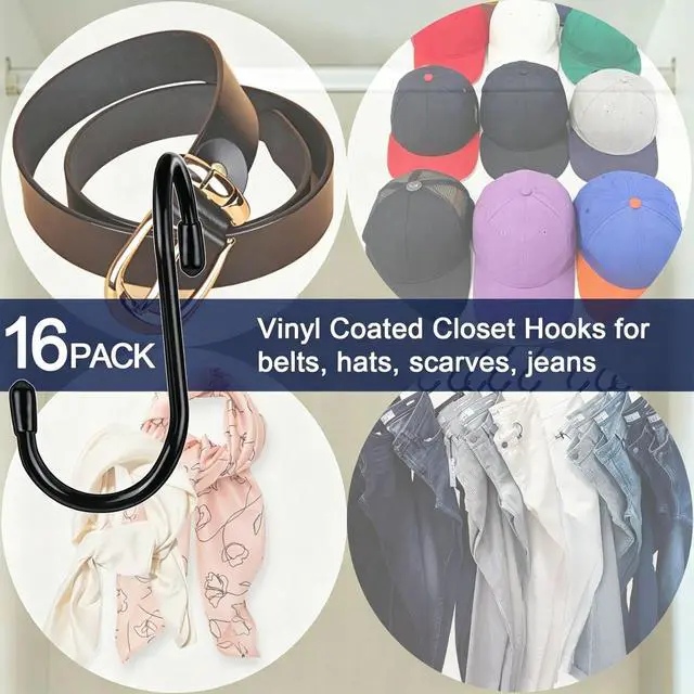 Alt view image 6 of 6 - 16 Pack Purse Hanger for Closet, Unique Twist Design Bags Hanger Hooks, Large Size Closet Rod Hooks for Hanging Purses, Handbags, Belts, Scarves, Hats,Clothes, Pans and Pots