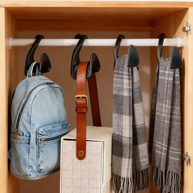 Alt view image 5 of 5 - 16 Pcs Purse Hanger Hook Acrylic White Bag Organizer Tote Hanger Closet Organizer Storage for Storing Tie Handbags Belt Tote Bag Satchels(White)