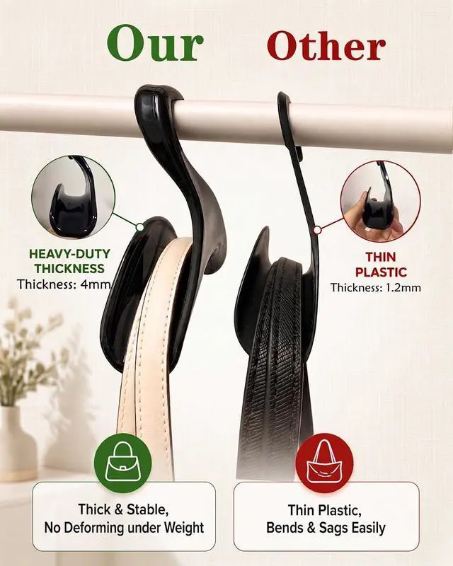 Alt view image 2 of 7 - Purse Hanger Closet, Bag Hanger 11PCS Purse Holder for Closet Backpack Hanger Hook for Organizer Storage Purses Tote Bag Backpacks Handbags(Black)