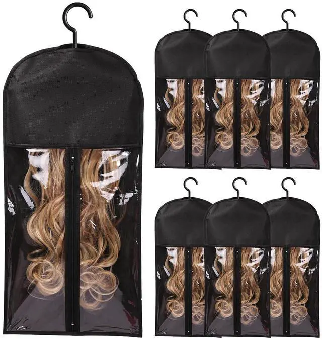 Main image of Black Wig Storage Bags with Hanger, 6PCS for Wigs&Hair Extensions