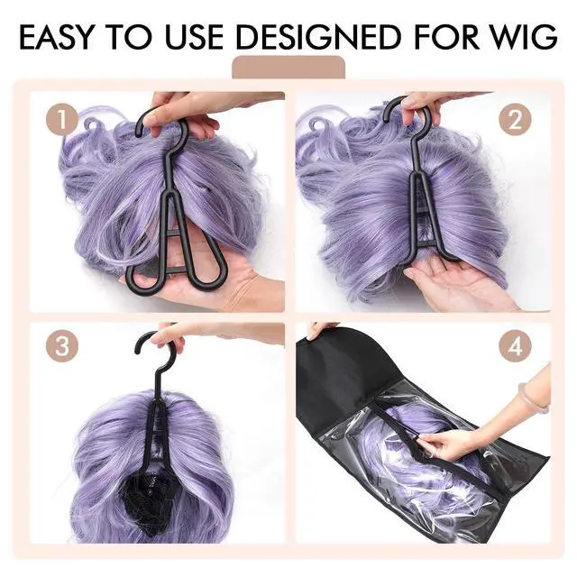 Alt view image 5 of 7 - Black Wig Storage Bags with Hanger, 6PCS for Wigs&Hair Extensions