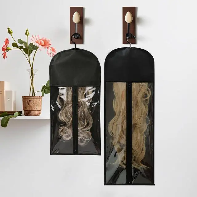 Alt view image 6 of 7 - Black Wig Storage Bags with Hanger, 6PCS for Wigs&Hair Extensions
