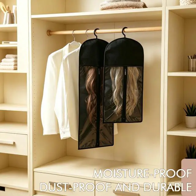 Alt view image 7 of 7 - Black Wig Storage Bags with Hanger, 6PCS for Wigs&Hair Extensions