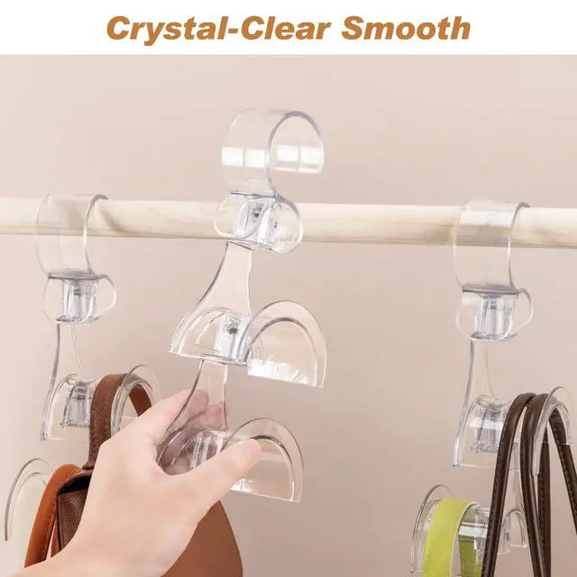 Alt view image 4 of 7 - Clear Purse Hanger for Closet, 2 Pack Wardrobe Rod Vertical Hanging Handbag Organizer with 4 Holders, Keeps Bags Non-Crushed and Neatly Stored, Smooth Purse Storage Hooks, Easy Access