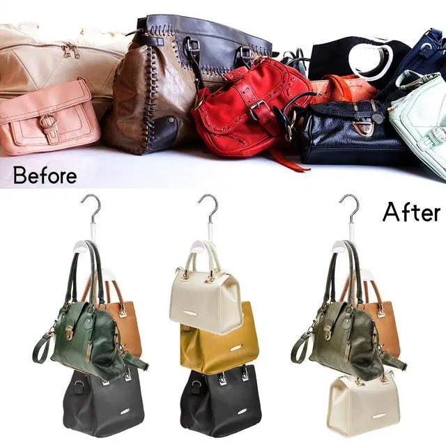 Alt view image 6 of 7 - 3 Pack Purse Hanger for Closet, 360°Rotatable Handbag Tote Bag Hooks, Space Saving 4 in 1 Bag Hanging Organizer for Belt, Scarves, Hat, Keep Straps in Good Shape