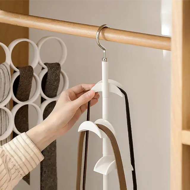 Alt view image 7 of 7 - 3 Pack Purse Hanger for Closet, 360°Rotatable Handbag Tote Bag Hooks, Space Saving 4 in 1 Bag Hanging Organizer for Belt, Scarves, Hat, Keep Straps in Good Shape