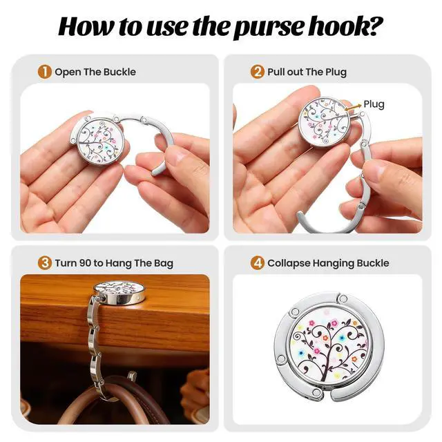 Alt view image 7 of 7 - Set of 6 Mixed Pattern Foldable Womens Bag Purse Hook Handbag Hanger Holder