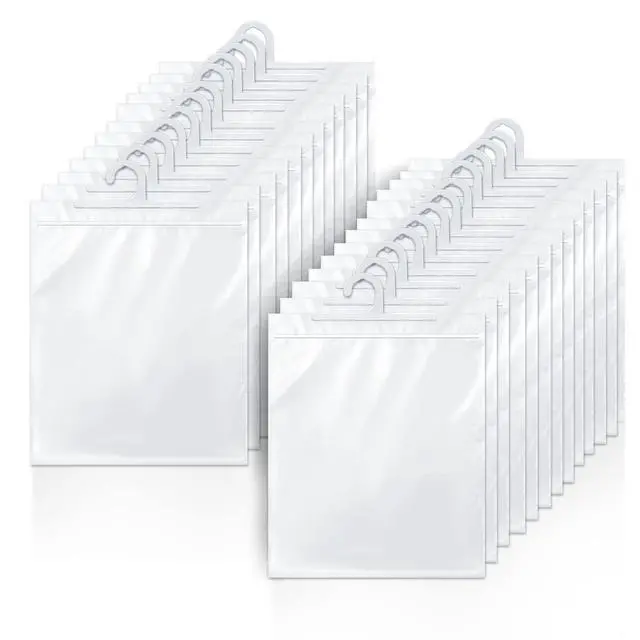 Alt view image 2 of 7 - Hanging Storage Bags 24 Pack, Large Hook 10 x 12.5-inch Clear Plastic Bags for Classroom, Library and Pharmacy Use