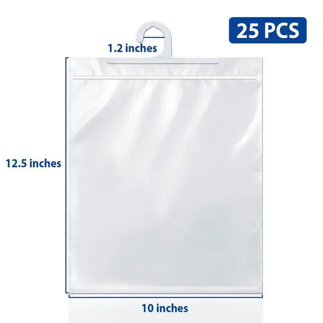 Alt view image 3 of 7 - Hanging Storage Bags 24 Pack, Large Hook 10 x 12.5-inch Clear Plastic Bags for Classroom, Library and Pharmacy Use