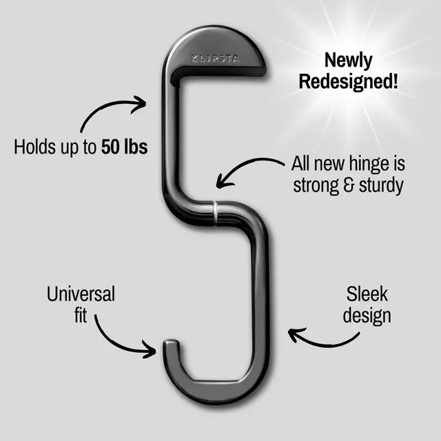 Alt view image 2 of 7 - FLIP Bag Hook - Newly Redesigned. Portable Purse Hanger for Table with Magnetic Closure - Now Holds up to 50 lbs (Chrome Black)