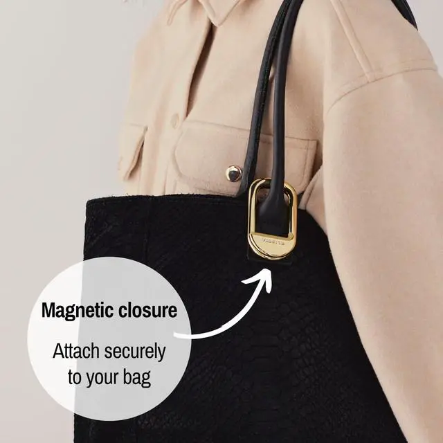 Alt view image 3 of 7 - FLIP Bag Hook - Newly Redesigned. Portable Purse Hanger for Table with Magnetic Closure - Now Holds up to 50 lbs (Gold)