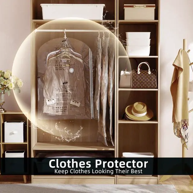 Alt view image 5 of 5 - Hanging Vacuum Storage Bags Space Saver Bags, Vacuum Sealer Bags for Clothing, Suits and Jackets, Closet Organizers and Storage, (3 Long, 3 Short) Clear