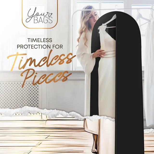 Alt view image 6 of 6 - 72" Long Dress Bags for Gowns - Wedding Dress Garment Bag for Dresses - Long Garment Bags for Hanging Clothes & Closet Storage - Durable Travel Bag for Women with ID Window