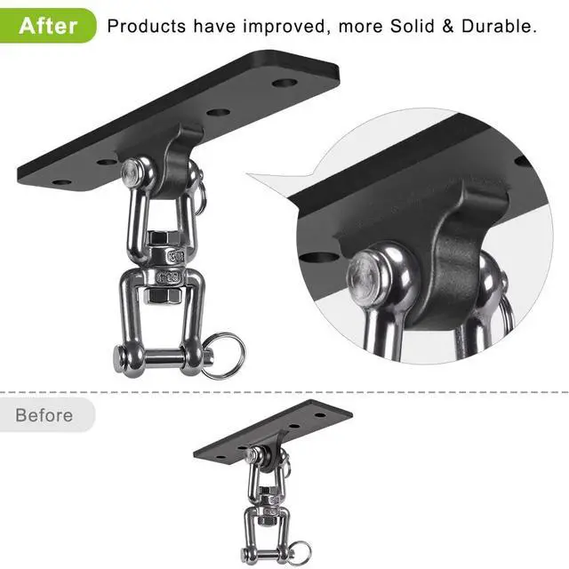 Alt view image 2 of 7 - Heavy Bag Hanger,Wall Ceiling Mount Hook 360° Rotation Wood Beam Holder Body Weight Strength Training Systems, Aerial Yoga Swing & Hammock, Resistance Band for Wooden Sets(600 LB Capacity)