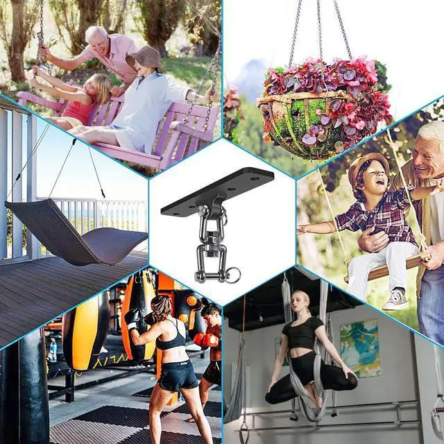 Alt view image 7 of 7 - Heavy Bag Hanger,Wall Ceiling Mount Hook 360° Rotation Wood Beam Holder Body Weight Strength Training Systems, Aerial Yoga Swing & Hammock, Resistance Band for Wooden Sets(600 LB Capacity)