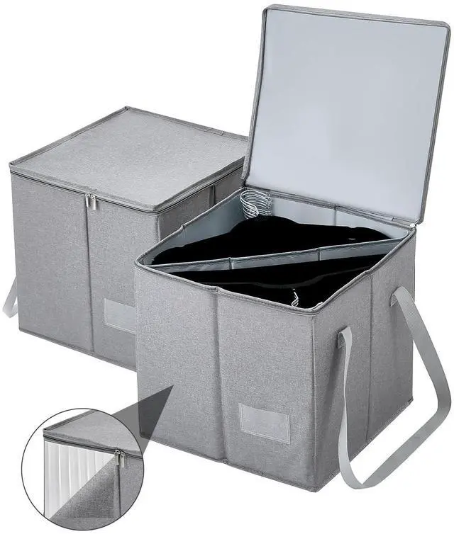 Main image of 2 Pack Clothes Hanger Organizer Bag-Rigid Hanger Storage Containers with Lid for Dustproof, Large Hanger Holder, Hanger Caddy Organizer Box with Handle-Keep Hangers Separate