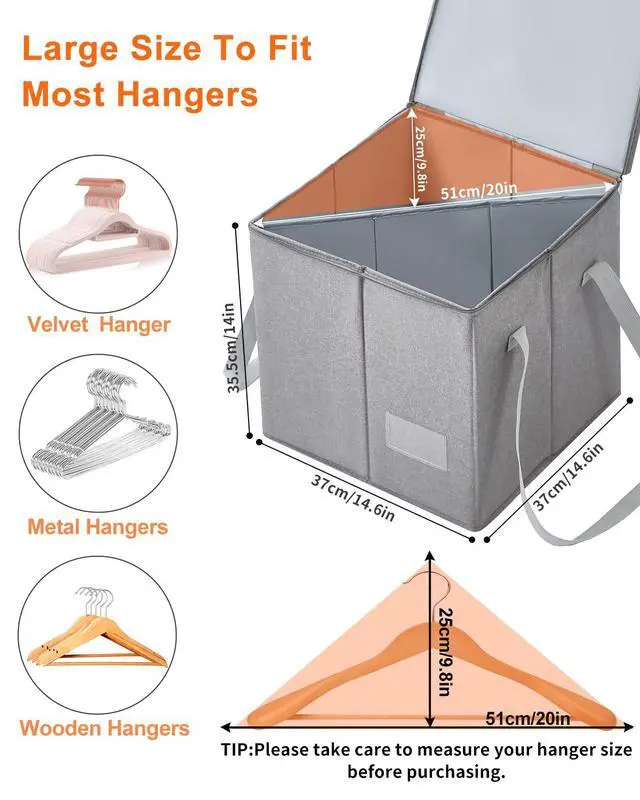 Alt view image 2 of 7 - 2 Pack Clothes Hanger Organizer Bag-Rigid Hanger Storage Containers with Lid for Dustproof, Large Hanger Holder, Hanger Caddy Organizer Box with Handle-Keep Hangers Separate