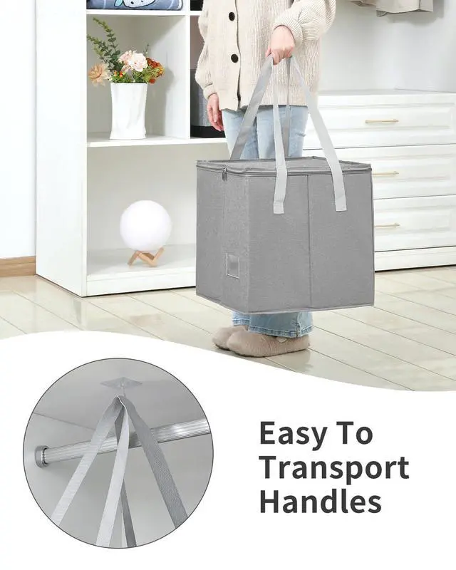 Alt view image 3 of 7 - 2 Pack Clothes Hanger Organizer Bag-Rigid Hanger Storage Containers with Lid for Dustproof, Large Hanger Holder, Hanger Caddy Organizer Box with Handle-Keep Hangers Separate