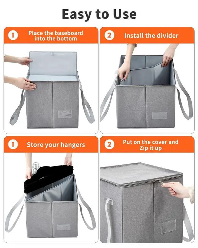 Alt view image 4 of 7 - 2 Pack Clothes Hanger Organizer Bag-Rigid Hanger Storage Containers with Lid for Dustproof, Large Hanger Holder, Hanger Caddy Organizer Box with Handle-Keep Hangers Separate