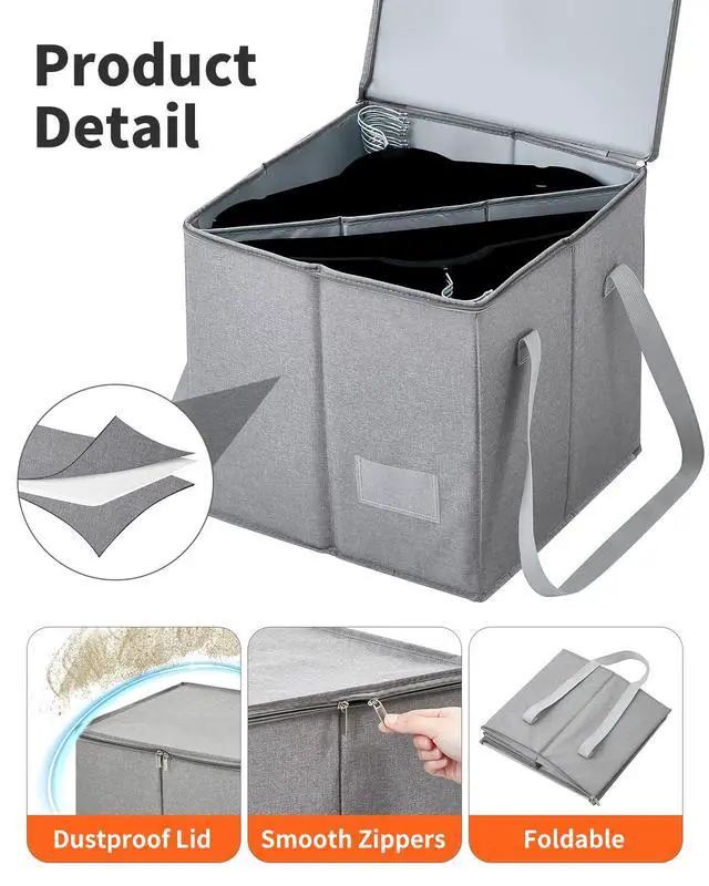 Alt view image 5 of 7 - 2 Pack Clothes Hanger Organizer Bag-Rigid Hanger Storage Containers with Lid for Dustproof, Large Hanger Holder, Hanger Caddy Organizer Box with Handle-Keep Hangers Separate