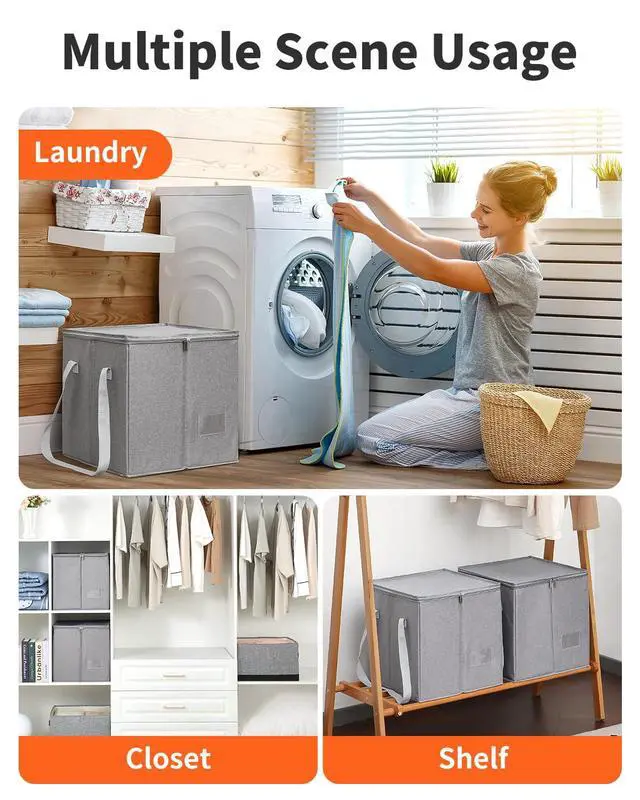 Alt view image 7 of 7 - 2 Pack Clothes Hanger Organizer Bag-Rigid Hanger Storage Containers with Lid for Dustproof, Large Hanger Holder, Hanger Caddy Organizer Box with Handle-Keep Hangers Separate