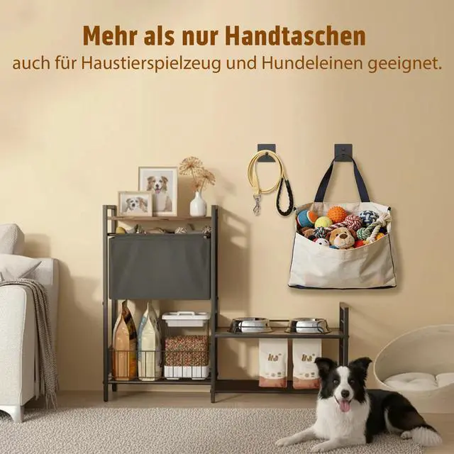 Alt view image 6 of 7 - Wall Mounted Purse Organizer for Closet Arc Handbag Holder Protects Handles & Saves Space, Adhesive or Screw Mount, Purse Hanger for Bedroom, Entryway, Office & Closet Storage / Organization, Black